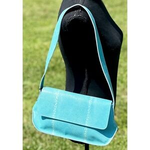 Nuovedive Shoulder Bag Womens Aqua Blue Genuine Leather Made In Italy Purse New‎